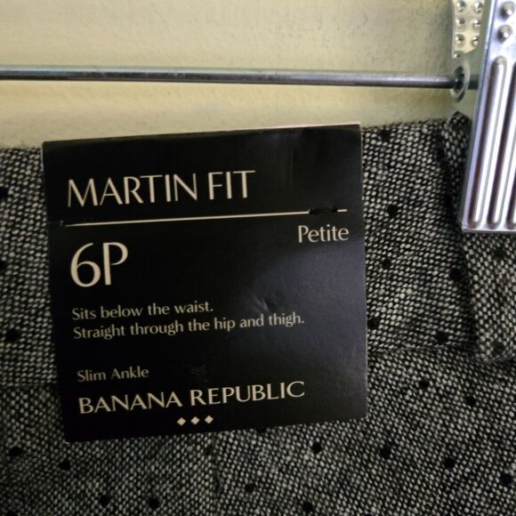 Banana Republic NWT Martin Fit Slim Ankle Gray Tweed Polka Dot Pants Size 6p - Picture 7 of 10